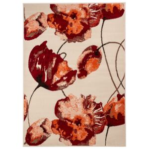 Covor Floral Albium, Alb/Maro, 60x110 cm