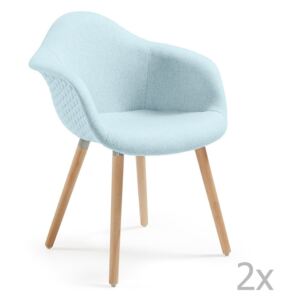 Set 2 scaune cu picioare din lemn și cotiere La Forma Kenna, albastru