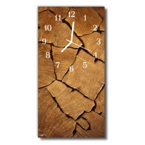 Ceas de perete din sticla vertical model de lemn maro
