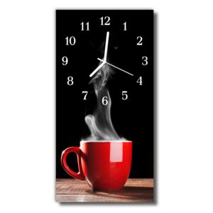 Ceas de perete din sticla vertical Bucătărie ceașcă de ceai roșu