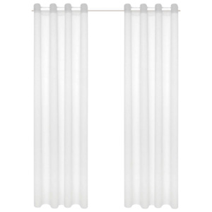 Perdele transparente, aspect pânză, 2 buc, 140 x 175 cm, alb