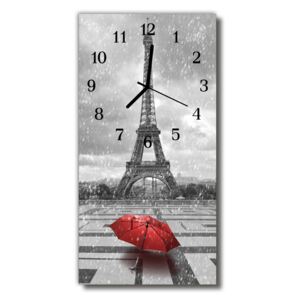 Ceas de perete din sticla vertical Orase Turnul Eiffel alb-negru
