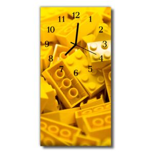Ceas de perete din sticla vertical galben Lego