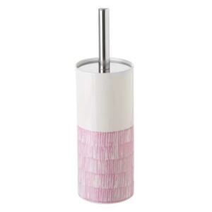Perie toaleta roz/alba din ceramica Drip Unimasa