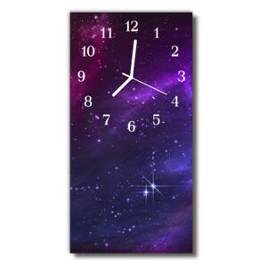 Ceas de perete din sticla vertical Galaxy spațiu violet