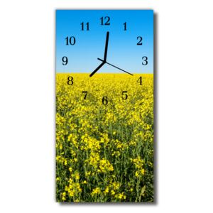 Ceas de perete din sticla vertical Peisaje Câmp de rapiță galben