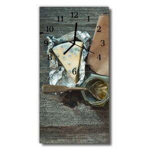 Ceas de perete din sticla vertical Brânză Bucătărie Gri