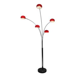 Lampadar rosu/negru din metal cu 5 becuri 208 cm Venti Zuma Line