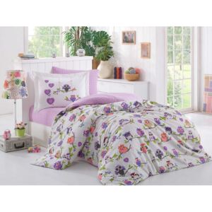 Lenjerie pat 1 persoană bumbac 100% poplin, Hobby Home, Candy - Lilac