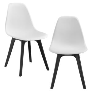 Set doua bucati scaune design Ama, 83 x 54 x 48 cm, plastic, alb/negru