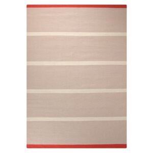 Covor Modern & Geometric Simple Stripe, Lana, Bej/Rosu, 60x110