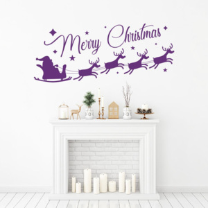 Merry Christmas Santa II. - autocolant de perete Mov 100 x 40 cm