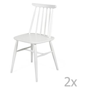 Set 2 scaune din lemn masiv de mesteacăn Woodman Aino, alb