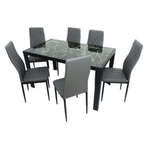 Set masă cu 6 scaune, MBS-21 Negru