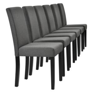 [en.casa]® Set 6 scaune bucatarie San Marino, 90 x 42 cm, poliester, gri