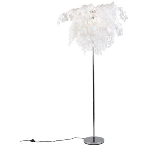 Lampă de podea romantică cromată cu frunze albe - Feder