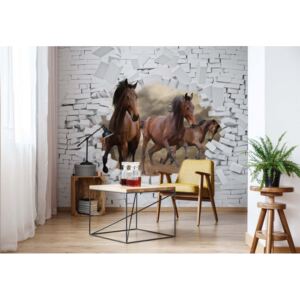Fototapet GLIX - 3D Horses Jumping + adeziv GRATUIT Papírová tapeta - 254x184 cm