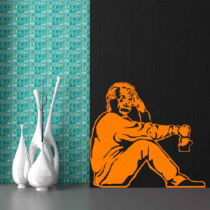 GLIX Banksy "Einstein" - autocolant de perete Portocaliu 75 x 70 cm