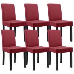 [en.casa]® Set Victoria 6 scaune bucatarie, en.casa, 90 x 42 cm, tapitat, piele sintetica, forma trapezoidala sezut, visiniu