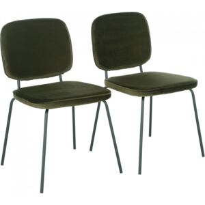 Set de 2 scaune tapițate din catifea Jasper, verde padurar