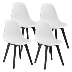 Set patru bucati scaune design Ava, 83 x 54 x 48 cm, plastic, alb/negru