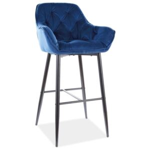Set 2 scaune de bar din catifea Cherry albastre 76 x 56 x 40 cm
