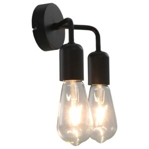 Lampă de perete cu becuri cu filament, 2 W, negru, E27