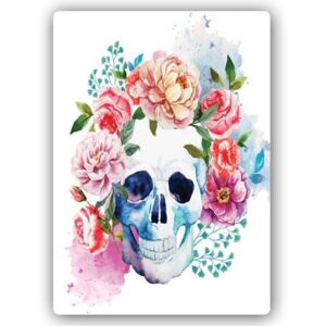CARO Tablou metalic - Skull And Flowers 30x40 cm
