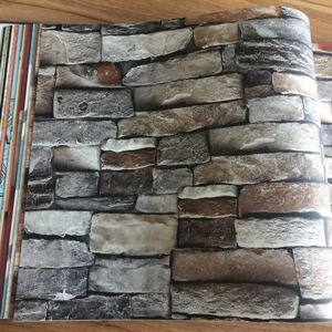 Buvu Tapete de vinil nuanțe de gri de perete de piatră (2)
