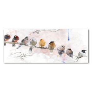 Pictura pe sticlă acrilică Păsări pe o ramură