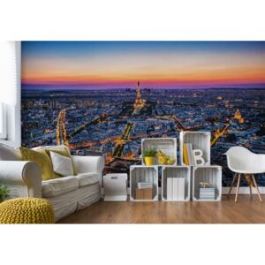Fototapet - Paris City Skyline At Night Vliesová tapeta - 254x184 cm