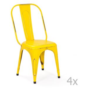 Set 4 scaune metalice Interlink Aix, galben