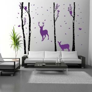 GLIX Birch grove - autocolant de perete Negru și violet 330x230 cm