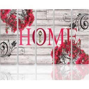 CARO Tablou pe pânză - Home Lettering With Flowers 2 100x70 cm