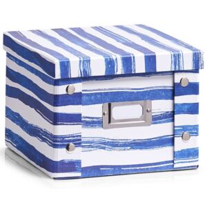 Cutie de depozitare Zeller Blue Stripes, 22x21x15 cm, Alb/Albastru