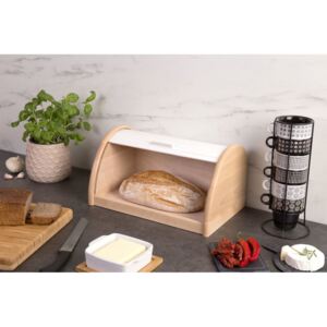 Cutie de paine din lemn Zeller, 39x25x21cm, Alb/Maro