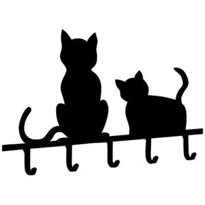 Suport metalic pentru chei cu pisici, Wenko, 20 x 15 x 2 cm, Negru