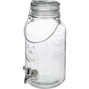 Recipient cu capac si robinet pentru bauturi EH, Sticla, 4 L, Transparent
