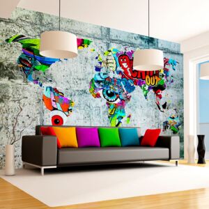 Fototapet Bimago - Map - Graffiti + Adeziv gratuit 300x210 cm