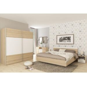 Set complet dormitor (pat 160x200 cm), stejar, sonoma/alb GABRIELA