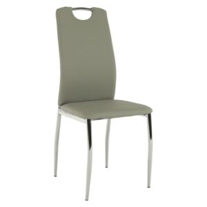 Scaun dining, piele ecologică gri/crom, ERVINA