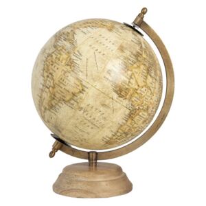 Glob pamantesc decorativ din fier auriu lemn plastic 21 cm x 21 cm x 30 h