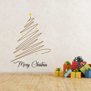 Merry Christmas - autocolant de perete Maro și galben 90 x 70 cm