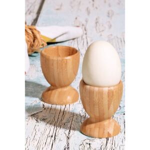 Set 2 suporturi pentru ouă din lemn de bambus, Ø 6 cm