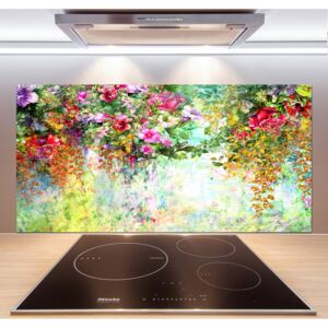 Sticlă printata bucătărie Flori multi-colorate