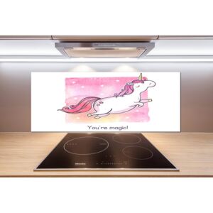 Panou sticla securizata bucatarie Unicorn roz