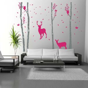 GLIX Birch grove - autocolant de perete Gri și roz 330x230 cm
