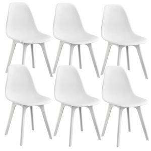 Set sase bucati scaune design Axa, 83 x 54 x 48 cm, plastic, alb