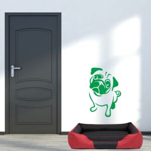 GLIX Pug dog - autocolant de perete Verde 35 x 55 cm