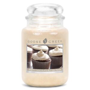 Lumânare parfumată în recipient de sticlă Goose Creek White Chocolate Butter Cream, 150 ore de ardere